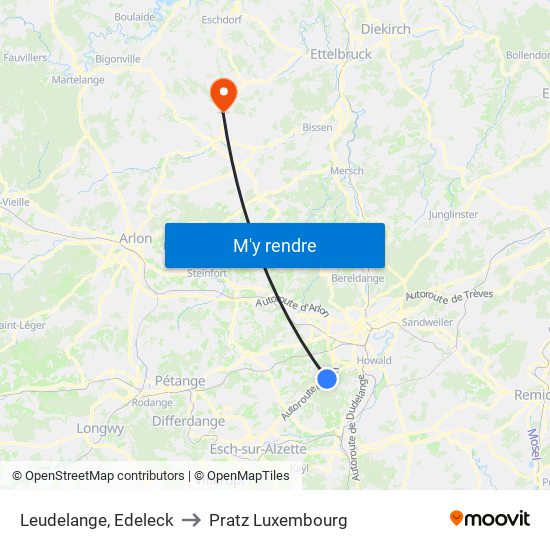 Leudelange, Edeleck to Pratz Luxembourg map