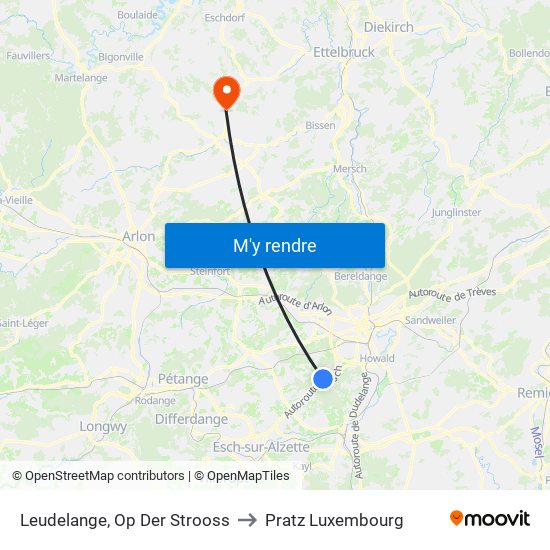 Leudelange, Op Der Strooss to Pratz Luxembourg map