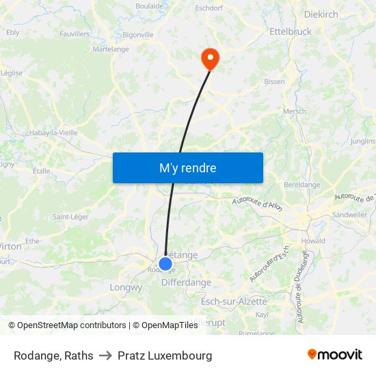 Rodange, Raths to Pratz Luxembourg map