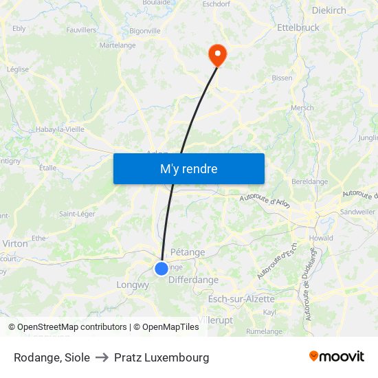 Rodange, Siole to Pratz Luxembourg map