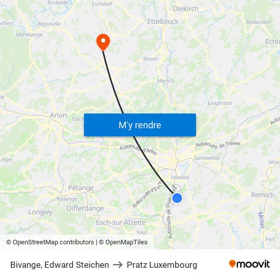 Bivange, Edward Steichen to Pratz Luxembourg map