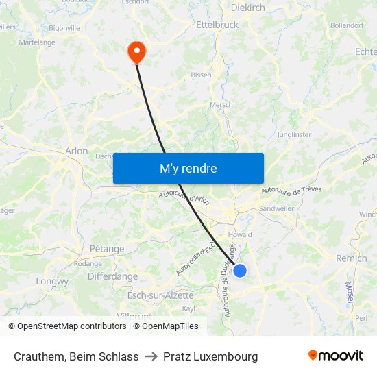 Crauthem, Beim Schlass to Pratz Luxembourg map