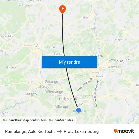 Rumelange, Aale Kierfecht to Pratz Luxembourg map