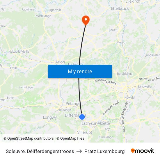 Soleuvre, Déifferdengerstrooss to Pratz Luxembourg map