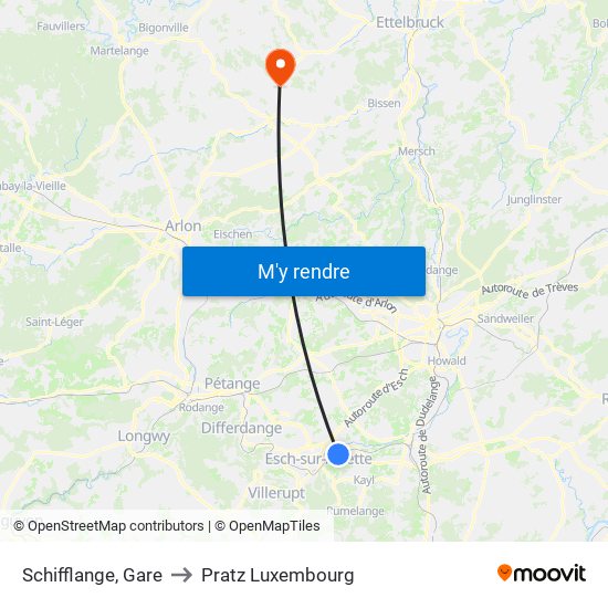 Schifflange, Gare to Pratz Luxembourg map