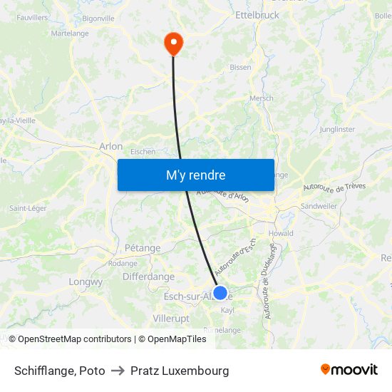 Schifflange, Poto to Pratz Luxembourg map