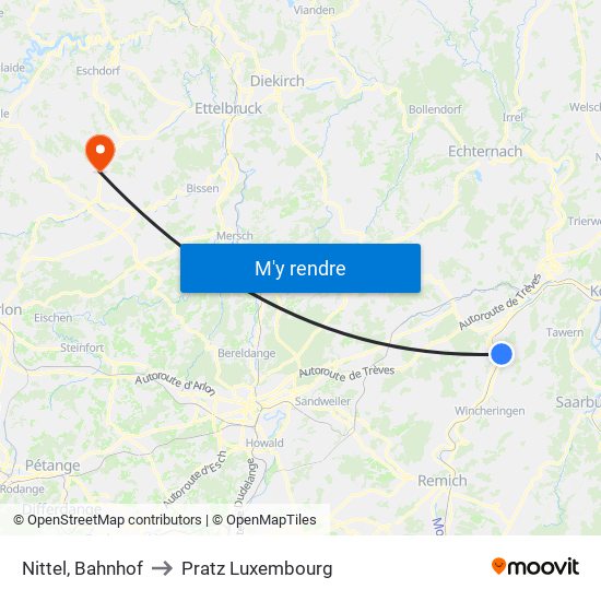 Nittel, Bahnhof to Pratz Luxembourg map