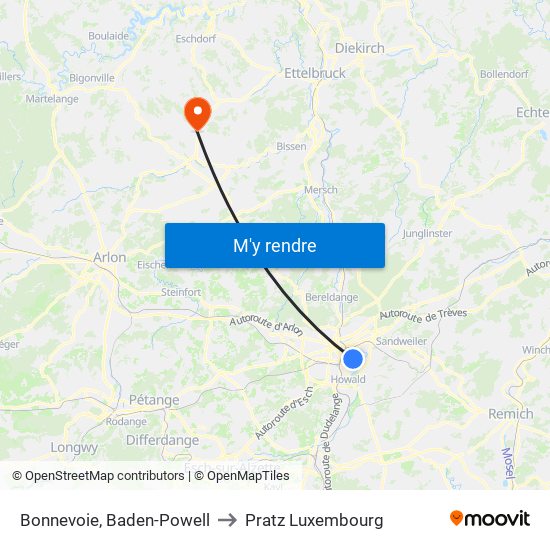 Bonnevoie, Baden-Powell to Pratz Luxembourg map