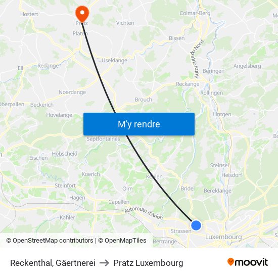 Reckenthal, Gäertnerei to Pratz Luxembourg map