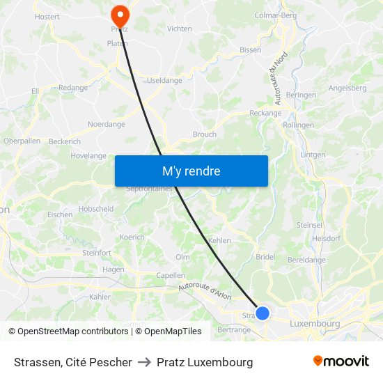 Strassen, Cité Pescher to Pratz Luxembourg map