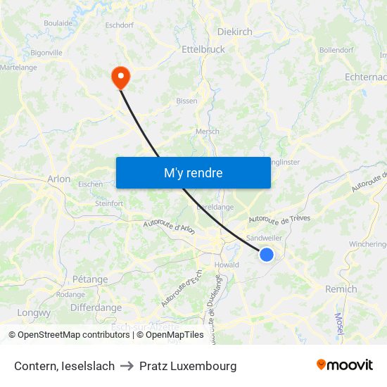 Contern, Ieselslach to Pratz Luxembourg map