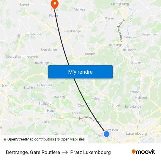 Bertrange, Gare Routière to Pratz Luxembourg map