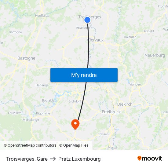 Troisvierges, Gare to Pratz Luxembourg map