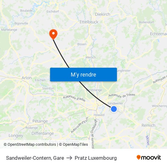 Sandweiler-Contern, Gare to Pratz Luxembourg map