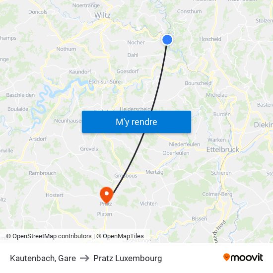 Kautenbach, Gare to Pratz Luxembourg map