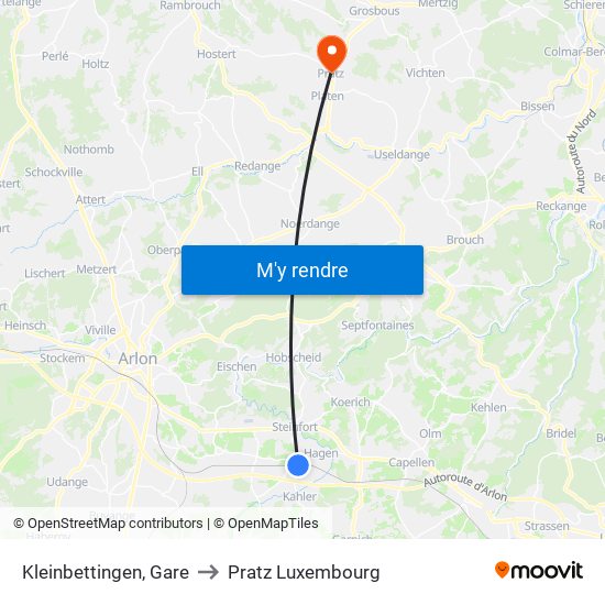 Kleinbettingen, Gare to Pratz Luxembourg map