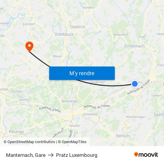 Manternach, Gare to Pratz Luxembourg map