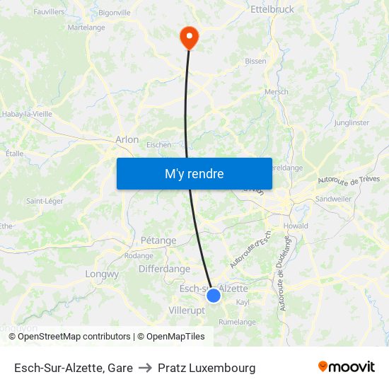 Esch-Sur-Alzette, Gare to Pratz Luxembourg map