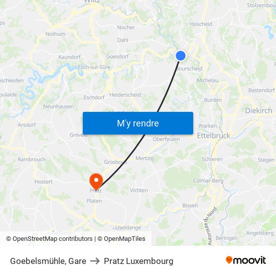 Goebelsmühle, Op Der Gare to Pratz Luxembourg map