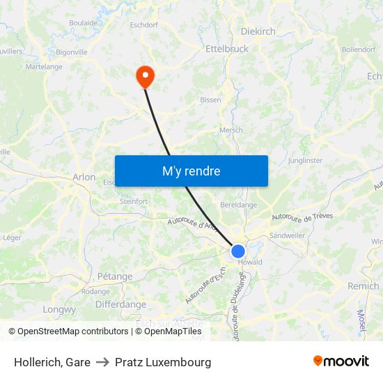 Hollerich, Gare to Pratz Luxembourg map