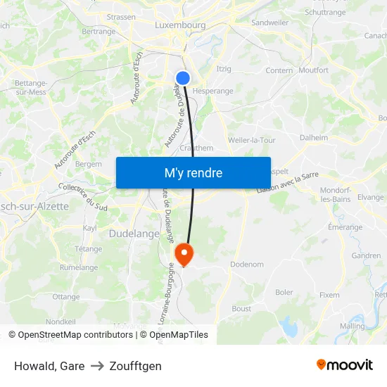 Howald, Gare to Zoufftgen map