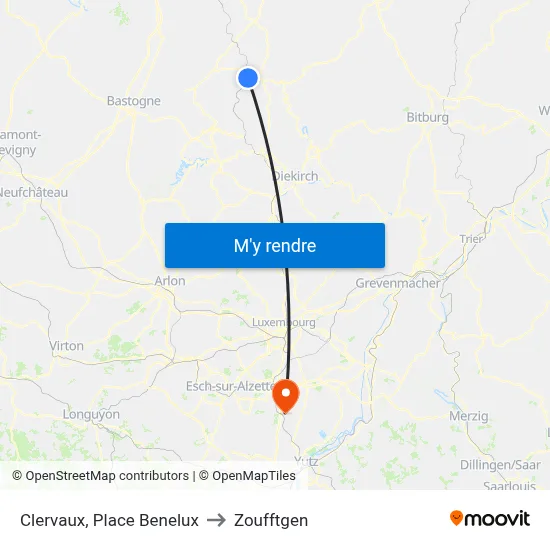 Clervaux, Place Benelux to Zoufftgen map