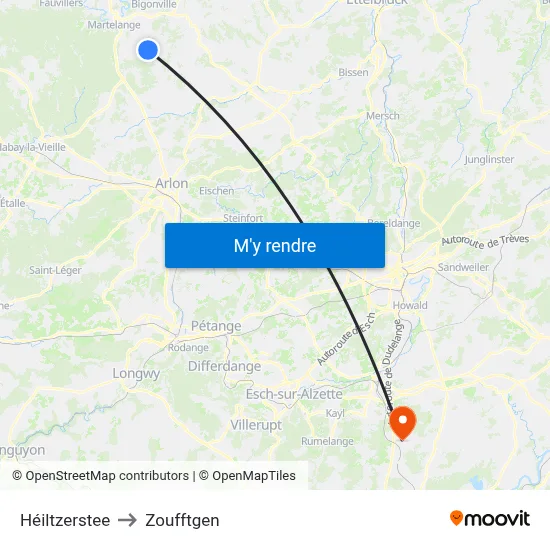 Héiltzerstee to Zoufftgen map