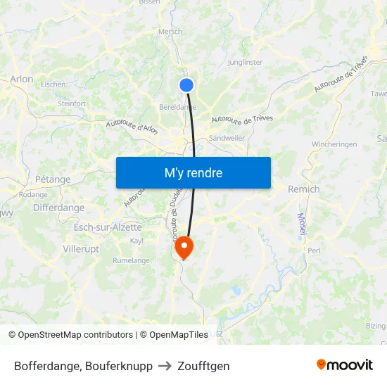 Bofferdange, Bouferknupp to Zoufftgen map