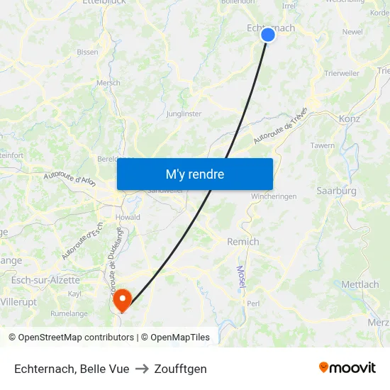 Echternach, Belle Vue to Zoufftgen map