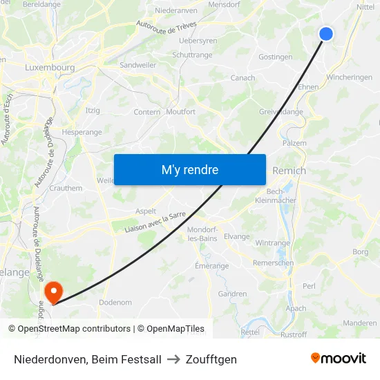 Niederdonven, Beim Festsall to Zoufftgen map