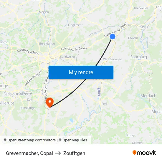 Grevenmacher, Copal to Zoufftgen map