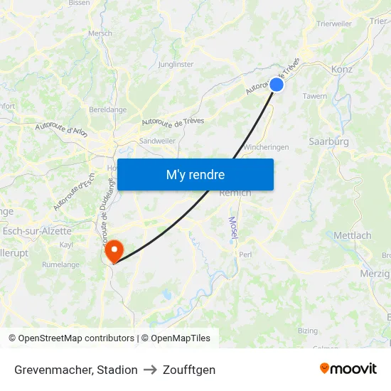 Grevenmacher, Stadion to Zoufftgen map