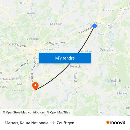 Mertert, Route Nationale to Zoufftgen map