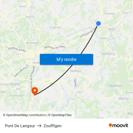 Pont De Langsur to Zoufftgen map