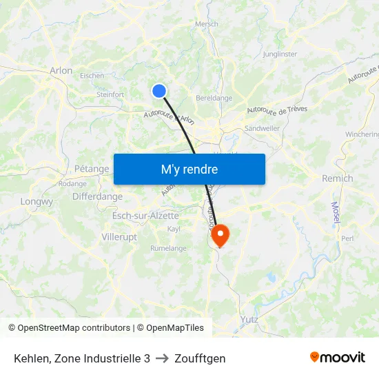 Kehlen, Zone Industrielle 3 to Zoufftgen map