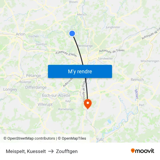 Meispelt, Kuesselt to Zoufftgen map