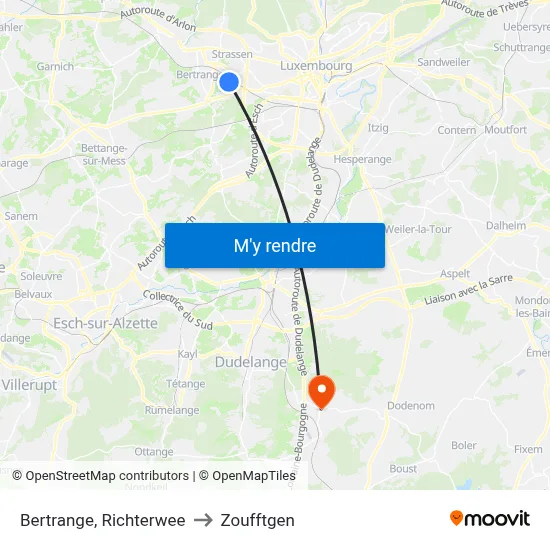 Bertrange, Richterwee to Zoufftgen map