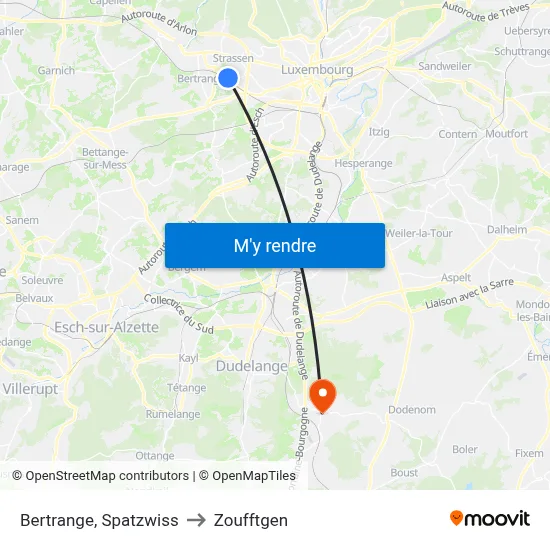 Bertrange, Spatzwiss to Zoufftgen map