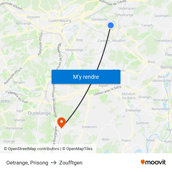 Oetrange, Prisong to Zoufftgen map