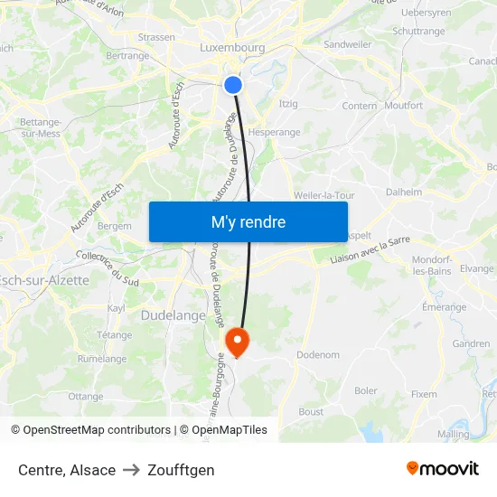 Centre, Alsace to Zoufftgen map