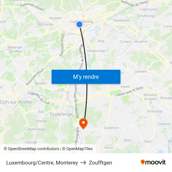 Luxembourg/Centre, Monterey to Zoufftgen map
