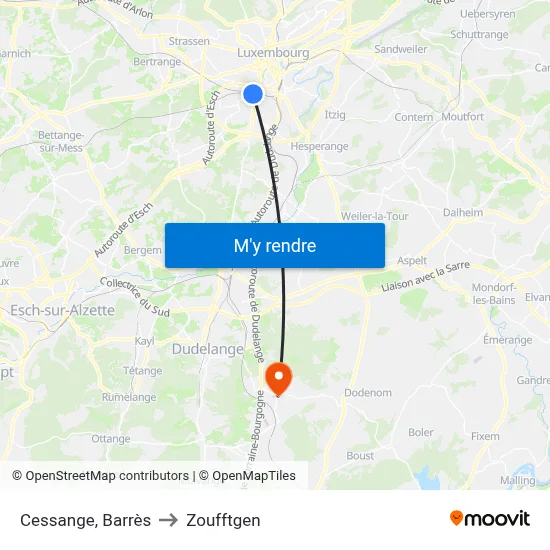 Cessange, Barrès to Zoufftgen map