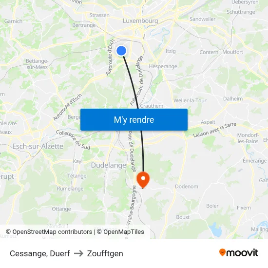 Cessange, Duerf to Zoufftgen map