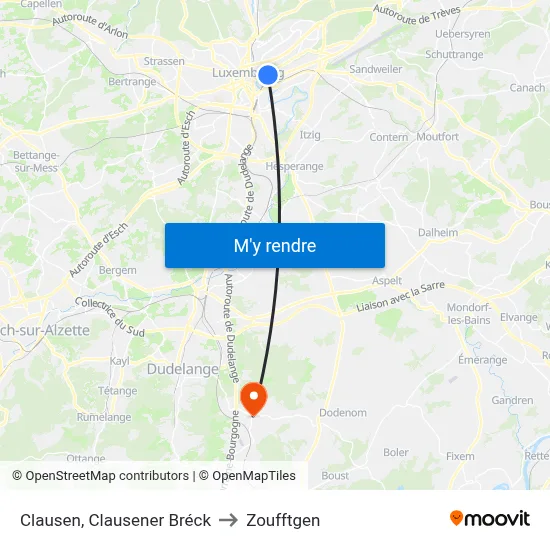 Clausen, Clausener Bréck to Zoufftgen map