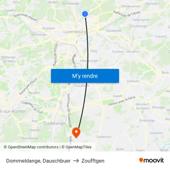 Dommeldange, Dauschbuer to Zoufftgen map