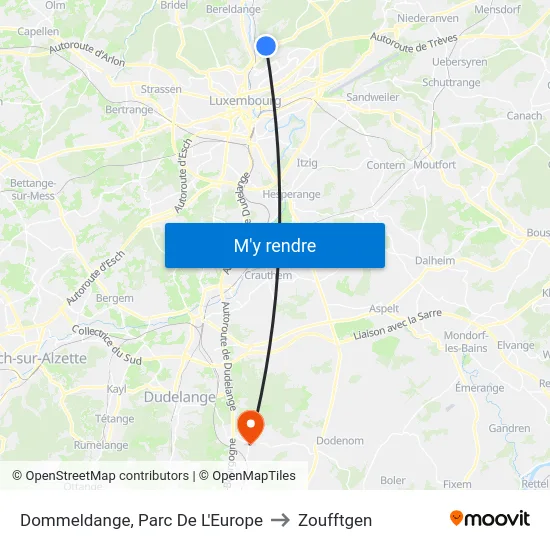 Dommeldange, Parc De L'Europe to Zoufftgen map