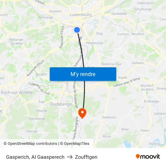 Gasperich, Al Gaasperech to Zoufftgen map
