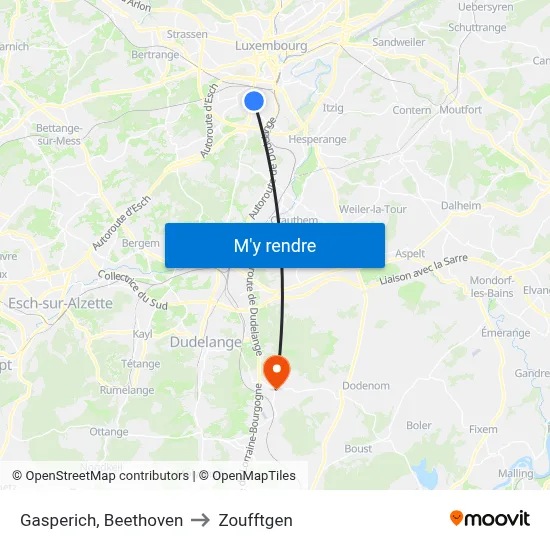 Gasperich, Beethoven to Zoufftgen map