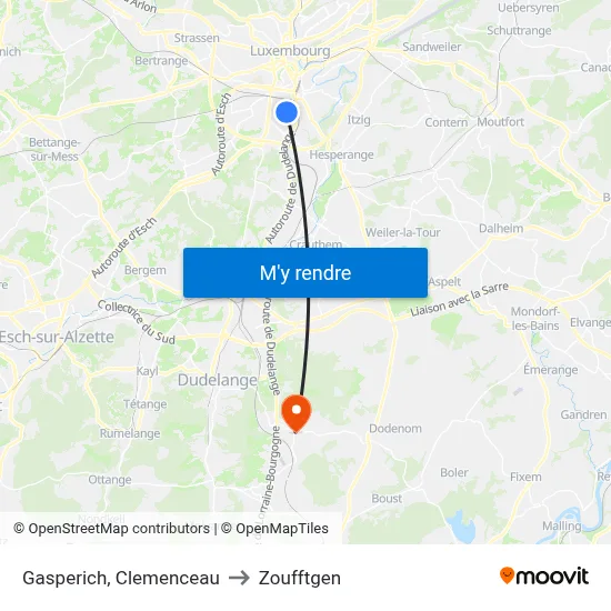 Gasperich, Clemenceau to Zoufftgen map