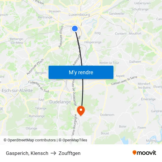 Gasperich, Klensch to Zoufftgen map